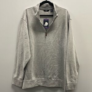 Lands' End Bedford Ribbed Gray 1/4 Zip Sweater Soft Texture (XXL)
